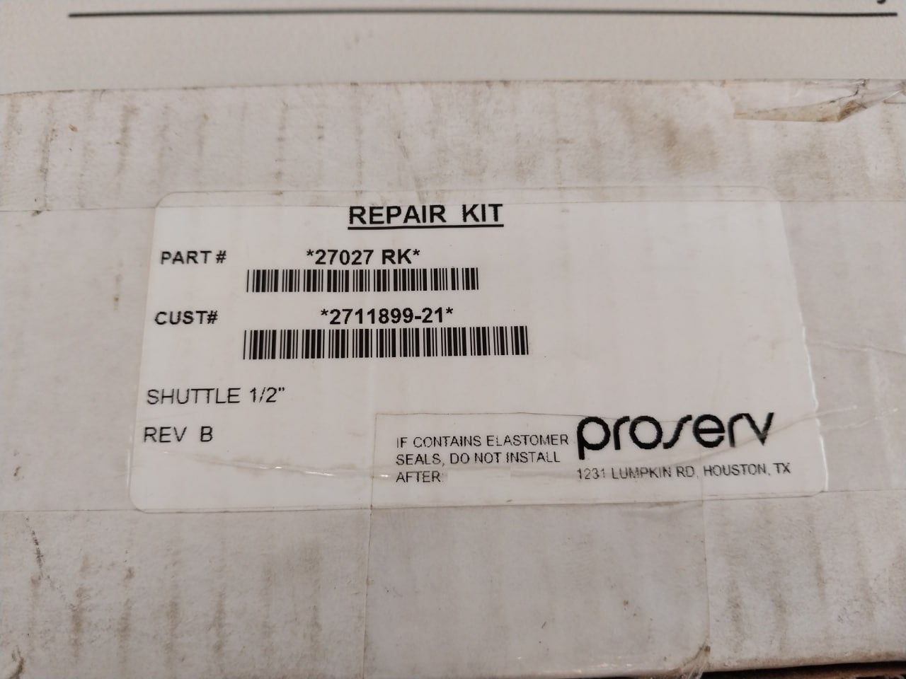 Proserv 27027 Rk Shuttle Valve Repair Kit 1/2 Inch Sae