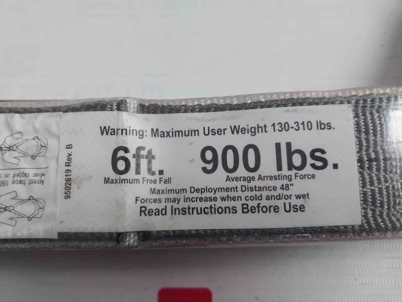 Protecta 1340180 Shock Absorbing Lanyard 5M Fall Protection Safety Harness 3.6M