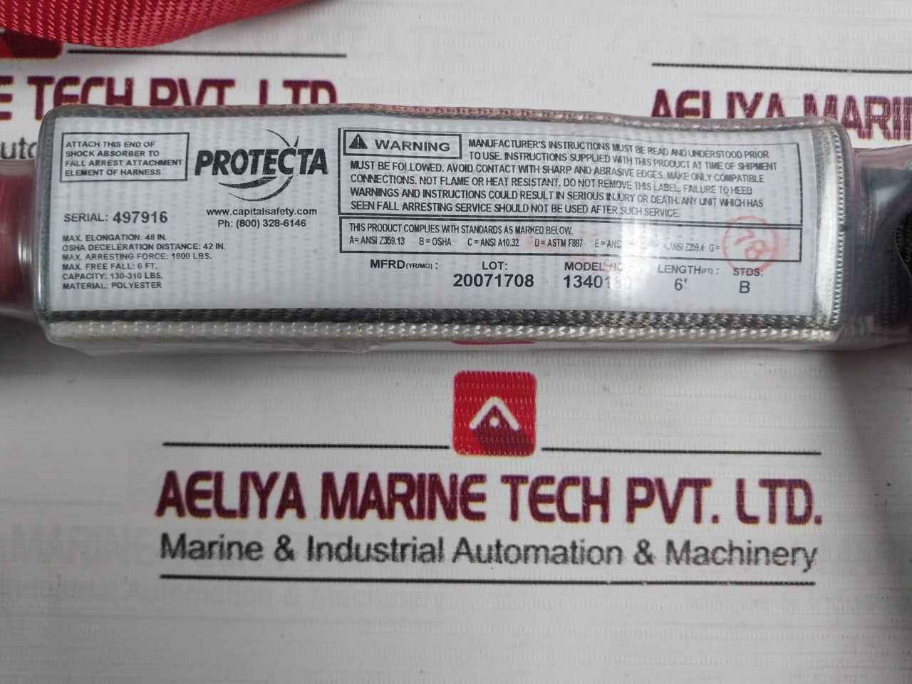 Protecta 1340180 Shock Absorbing Lanyard 5M Fall Protection Safety Harness 3.6M