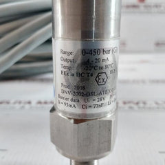 Ps-2120 Pressure Transmitter 0-450 Bar 4-20 Ma 28V Scan-sense