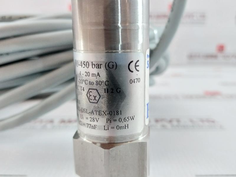 Ps-2120 Pressure Transmitter 0-450 Bar 4-20 Ma 28V Scan-sense
