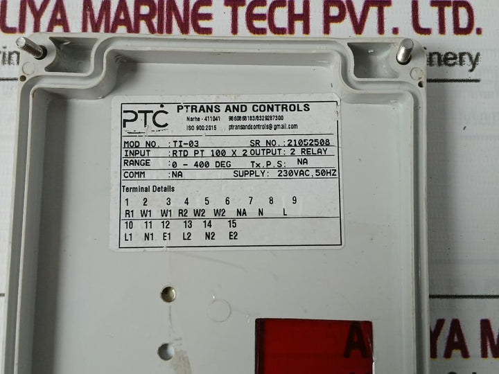 Ptc-ptrans And Controls Ti-03 0-400 Deg 230Vac 50Hz