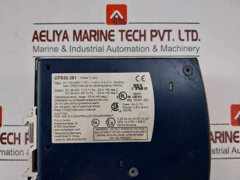 Puls Cps20.361 Din Rail Power Supply Ac 100-240V/50-60Hz