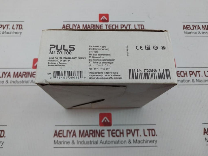 Ml70.100 Din Rail Power Supply Puls 24Vdc 3A 72W