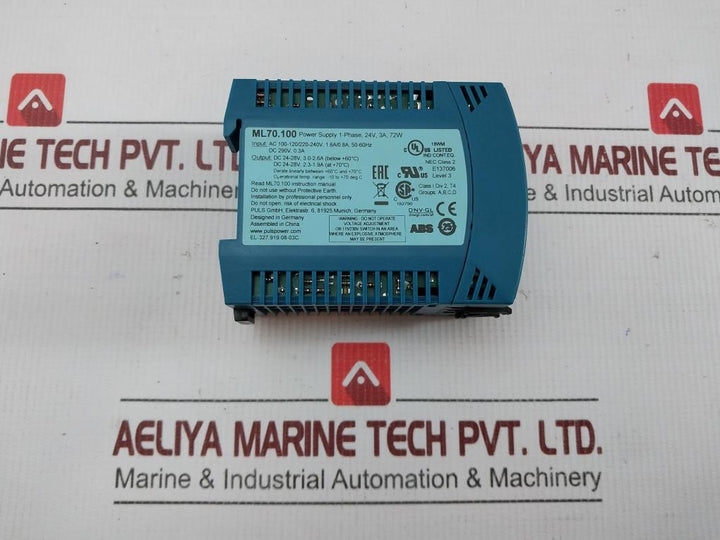 Ml70.100 Din Rail Power Supply Puls 24Vdc 3A 72W