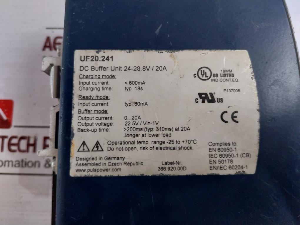 Puls Uf20.241 Dc Buffer Module Unit 24-28.8V 366.920.00D E137006 20A