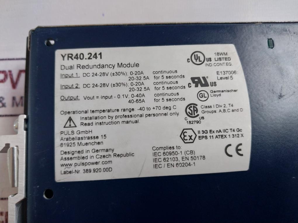 Puls Yr40.241 Dual Redundancy Module