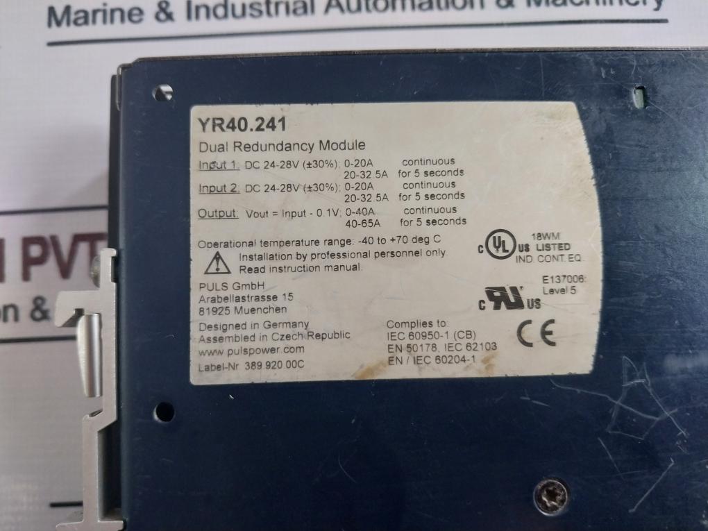 Puls Yr40.241 Dual Redundancy Module Dc24-28V