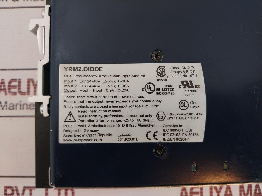 Puls Yrm2.Diode Redundancy Module