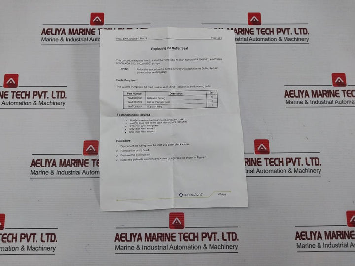 Pump Seal Kit W/ Springs Wat069502 Waters Wat069581
