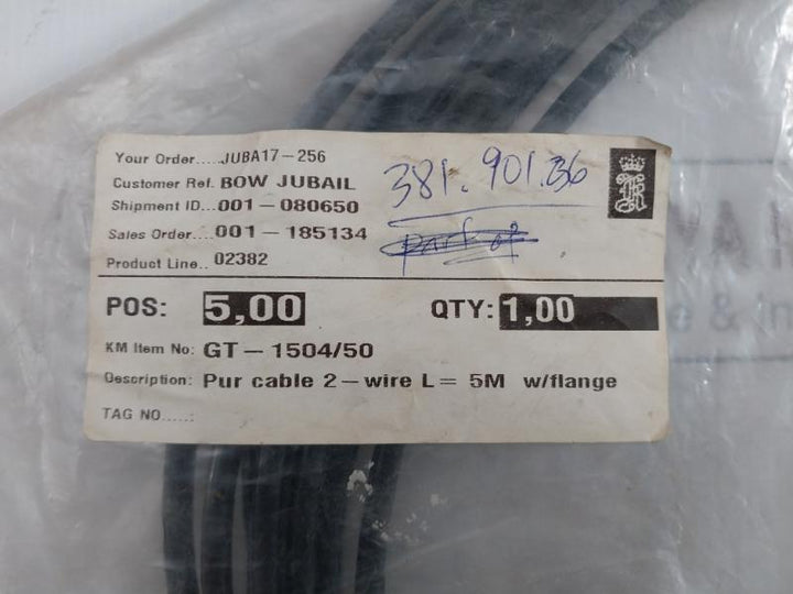 Pur Cable 2-wire L=5M W/Flange Kongsberg Gt-1504/50