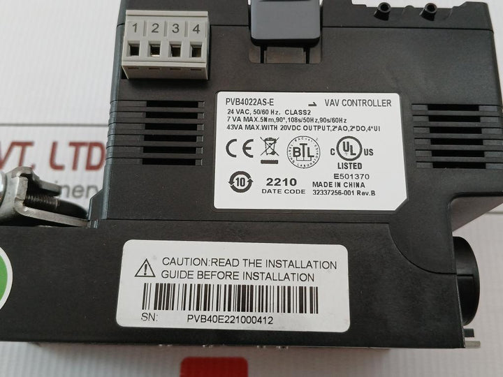 Pvb4022As-e Honeywell 24Vac, 50/60Hz Programmable Vav Controller With Actuator