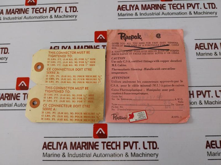 Pyrotenax Natvar-105 Termination For Class 1, Div.1