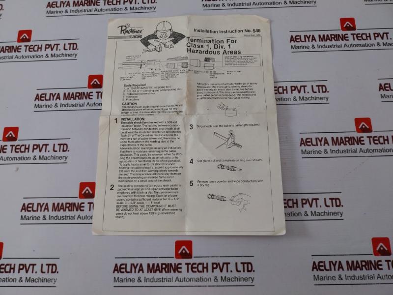 Pyrotenax Natvar-105 Termination For Class 1, Div.1