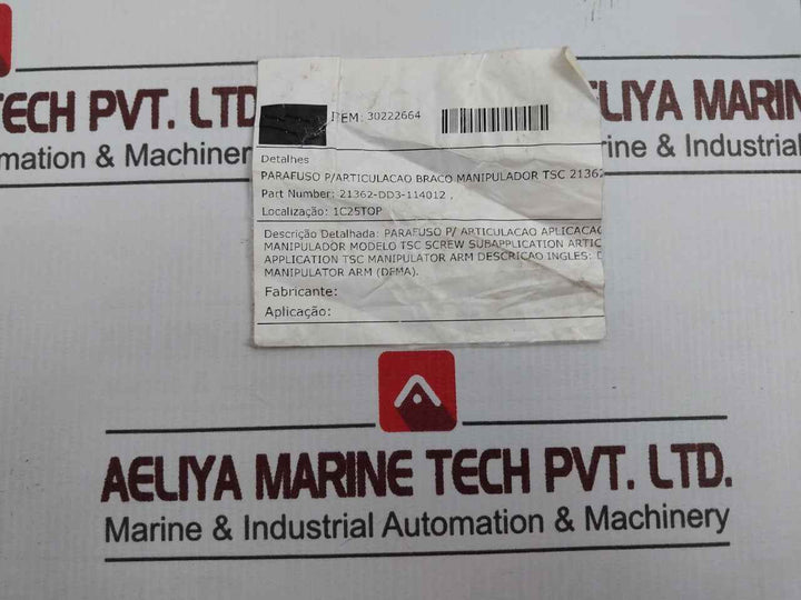 Queiroz Galvao 21362-dd3-114012 Manipulator Arm Joint Screw