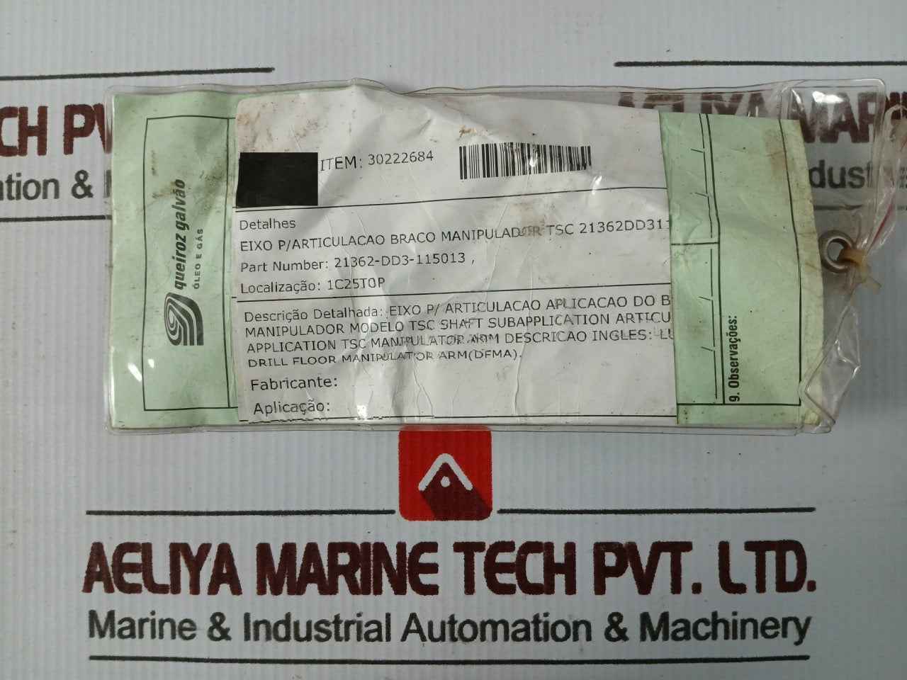 Queiroz Galvao 21362-dd3-115013 Shaft For Drill Floor Manipulator Arm