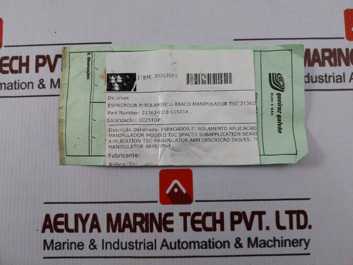 Queiroz Galvao 21362-dd3-115014 Spacer For Manipulator Arm Bearing