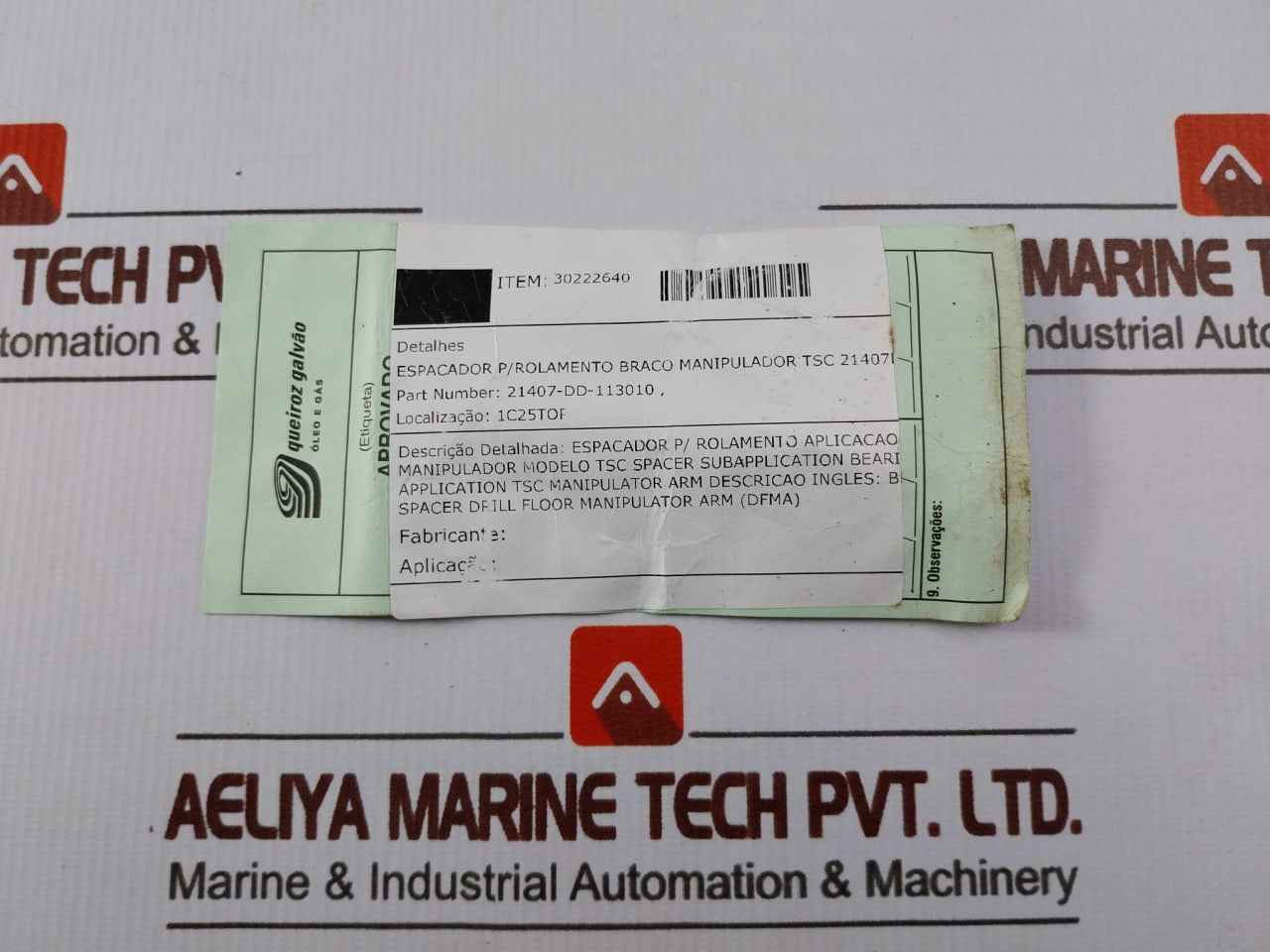 Queiroz Galvao 21407-dd-113010 Spacer For Manipulator Arm Bearing 21407