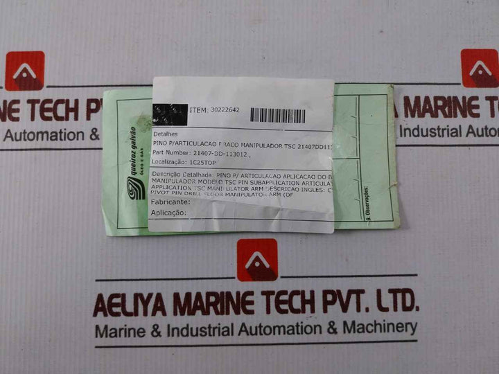 Queiroz Galvao 21407-dd-113012 Pivot Pin For Drill Floor Manipulator Arm
