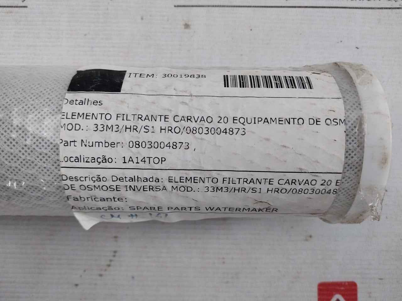 Queiroz Galvao 30019838 Charcoal Filter Element 33M3/Hr/S1
