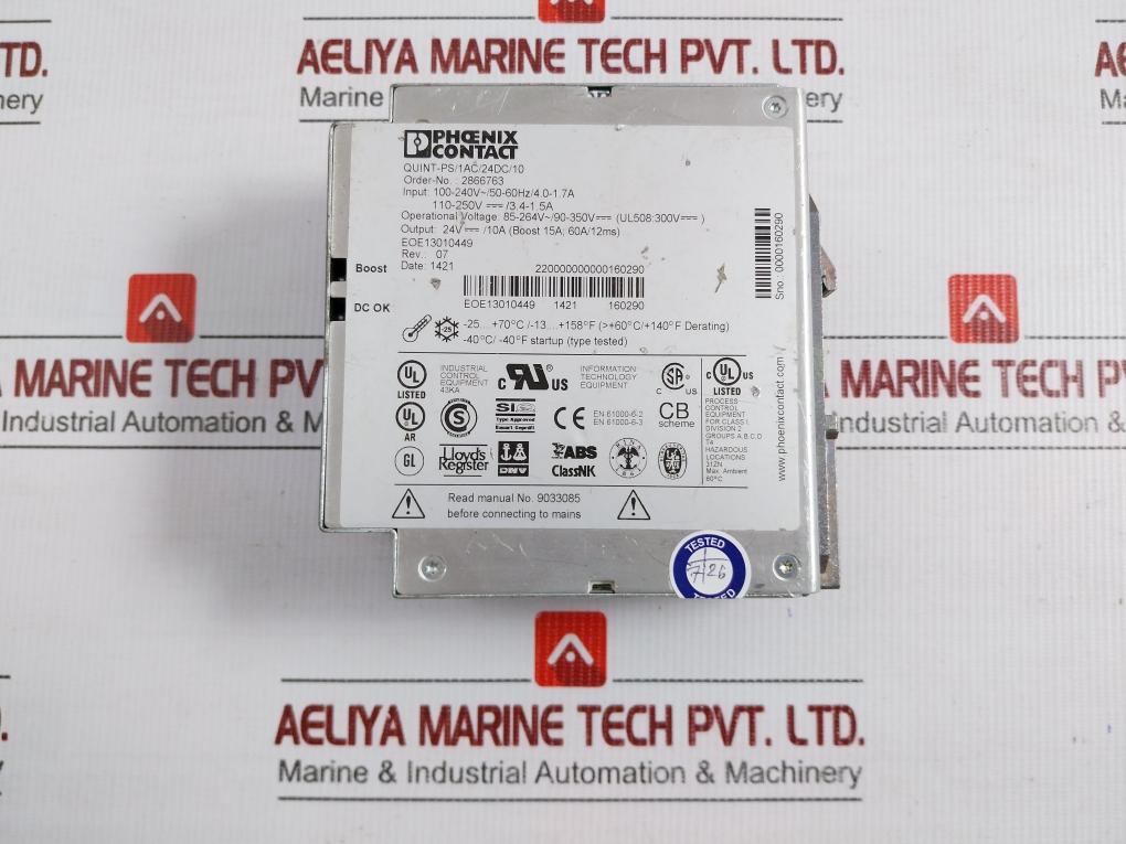 Quint-ps/1Ac/24Dc/10 Power Supply Rev-07 Phoenix Contact