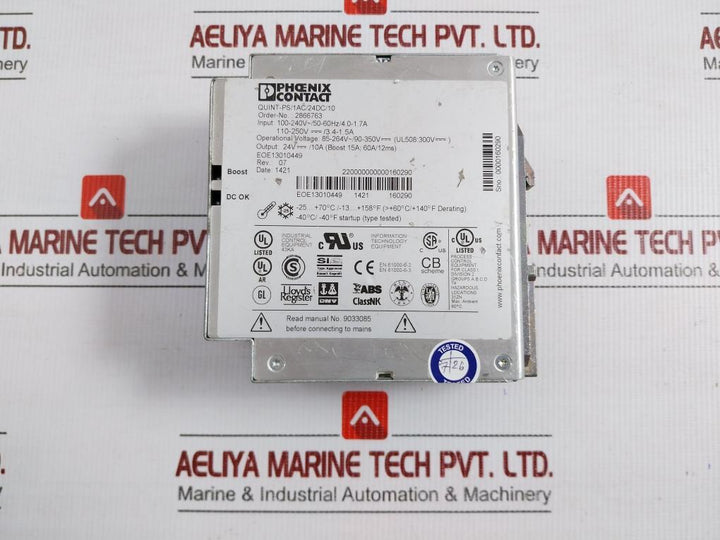 Quint-ps/1Ac/24Dc/10 Power Supply Rev-07 Phoenix Contact