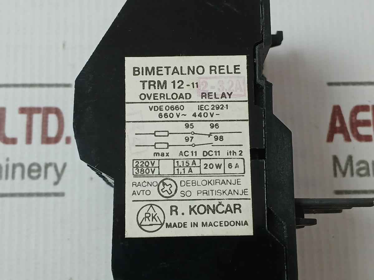 R.Koncar Trm 12-11 Overload Relay 380V 6A