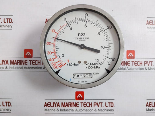 R22 Refrigeration Pressure Gauge -60 To 30°C Tempress