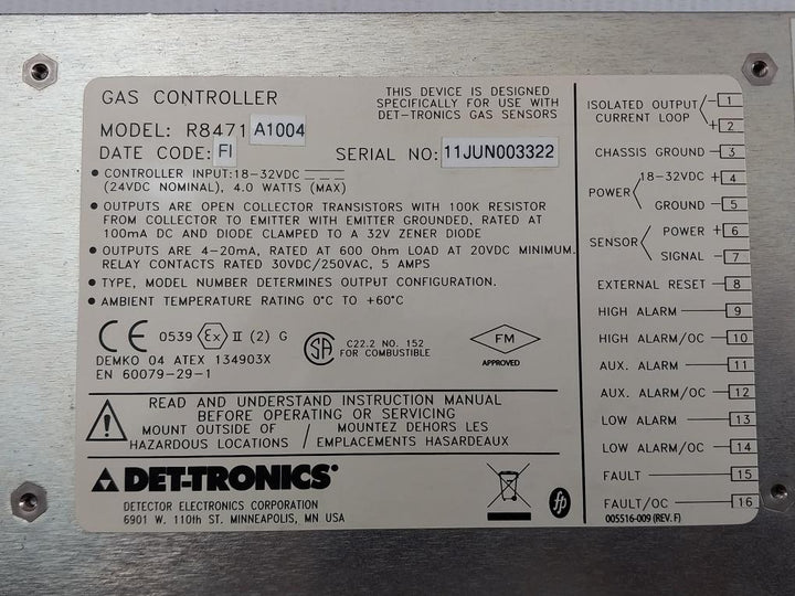 R8471-a1004-Pcb-For-Gas-Controller-18-32Vdc-4-20Ma-Det-tronics-209662-9