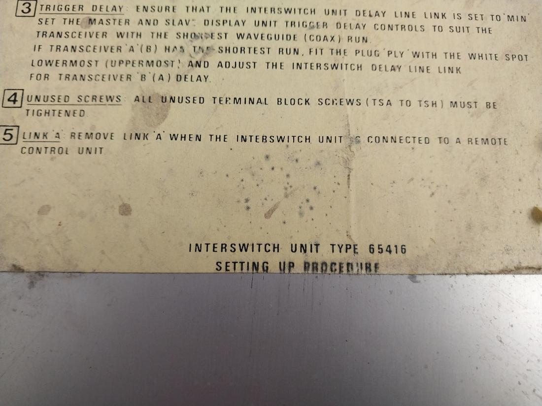 Racal Marine Radar 65416Aa Interswitch Unit 0.3M Class B