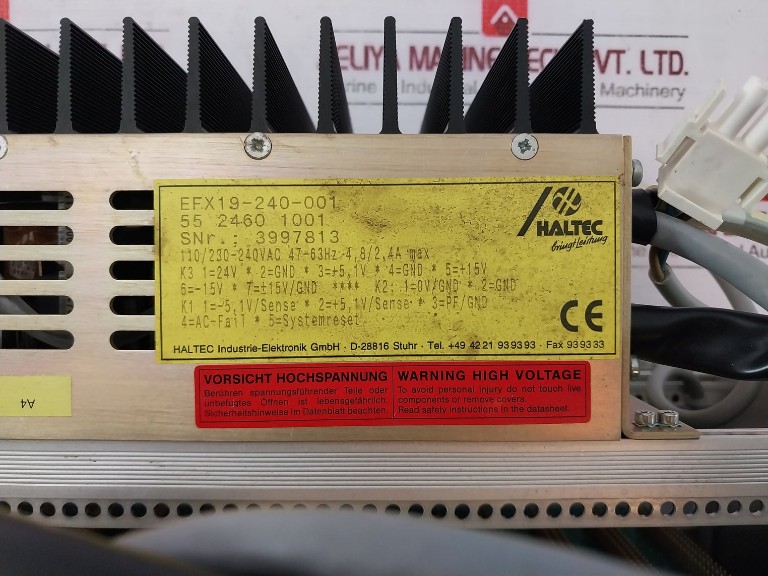 Haltec EFX19-240-001 Power Supply Module Rack REV: 00 110/230-240VAC 47-63HZ