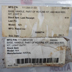 Radoil 111-095-01-03 Base Handle Hotline &amp; Mux Reel Kit Part Rev.A6 Ss030A