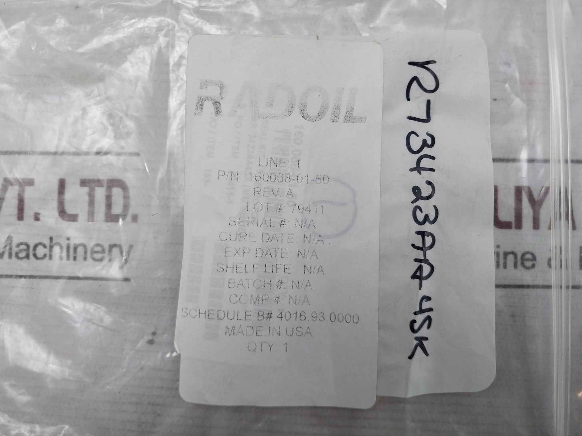 Radoil 160068-01-50 Oil Seal Kit 71Rpm 15Hp Rev A