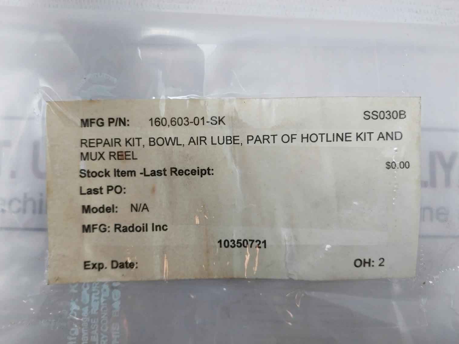 Radoil 160,603-01-sk Air Lube Bowl Repair Kit For Hotline Kit &; Mux Reel Ss030B