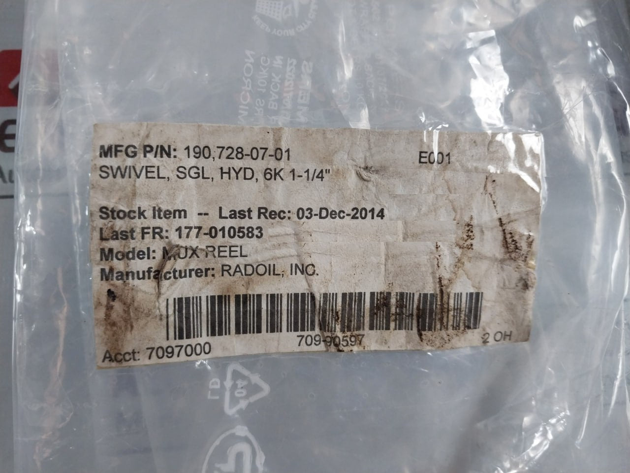 Radoil 190.728-07-01 Swivel Hydraulic Single 111.358-31-01, 111.358-35-01