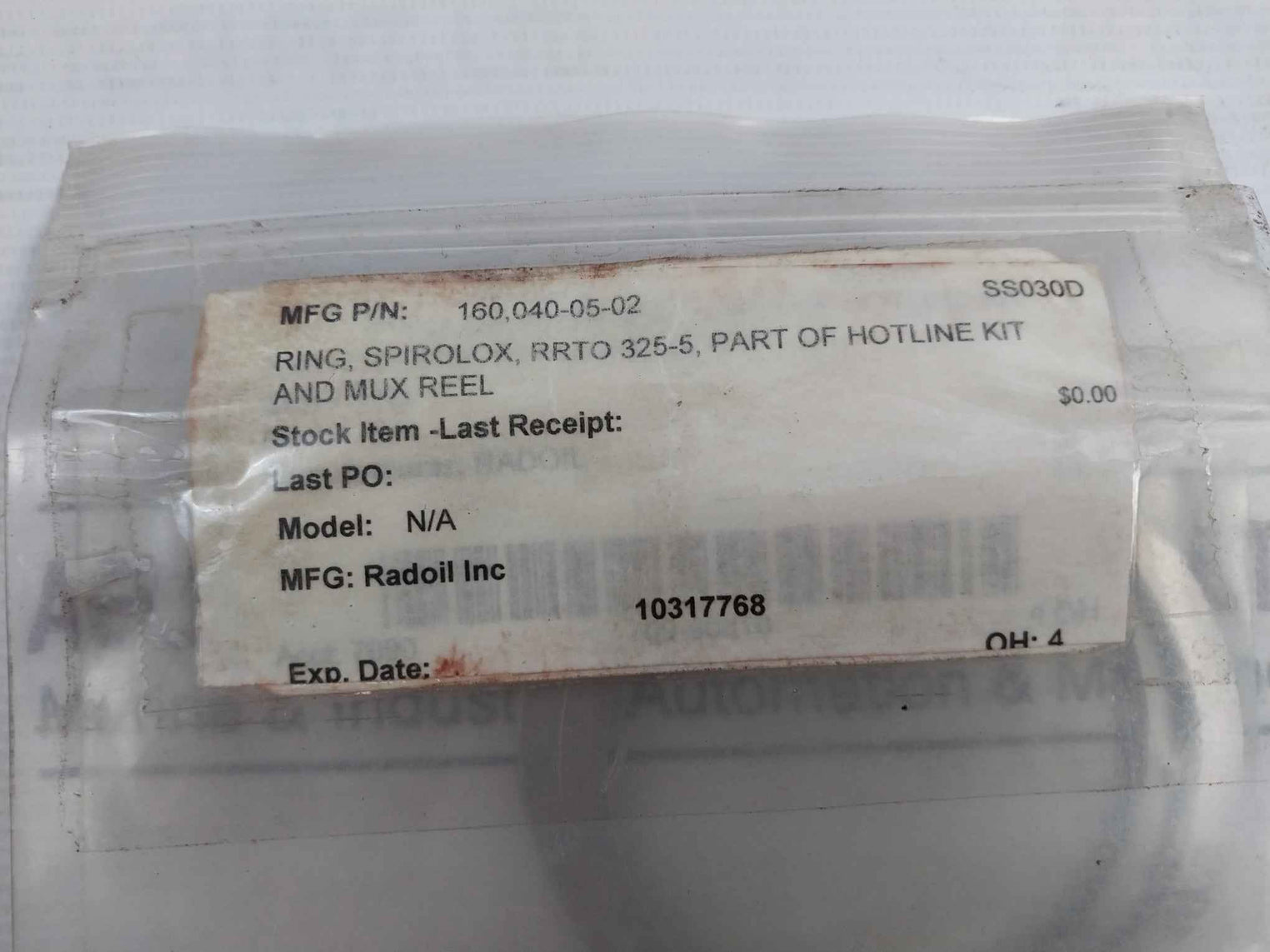 Radoil Spirolox 160 Spiral Retaining Ring Oh 4