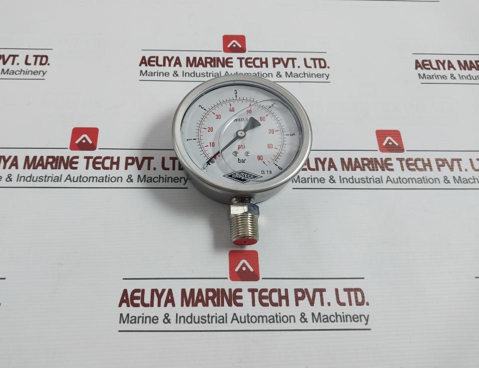 Rajtech En 837-1 Glycerine Pressure Gauge 0-90 Psi/0-6 Bar