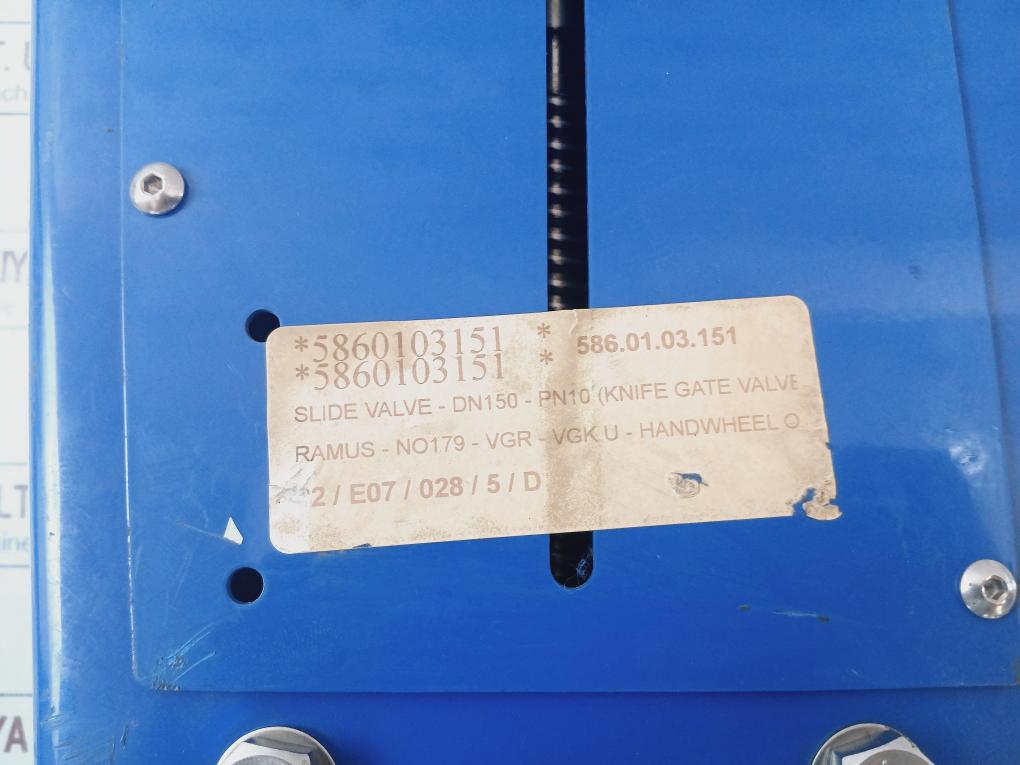 Ramus Chambery Dn150 Vgr Knife Gate Valve Pn10 2,5 Bar