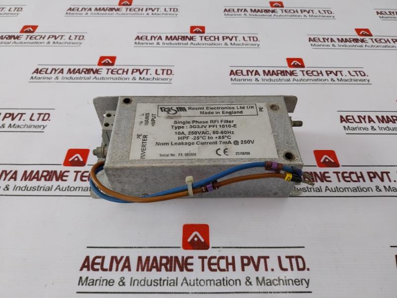 Rasmi Electronics 3G3Jv Pfi 1010-e Single Phase Rfi Filter 250Vac 10A 50-60Hz