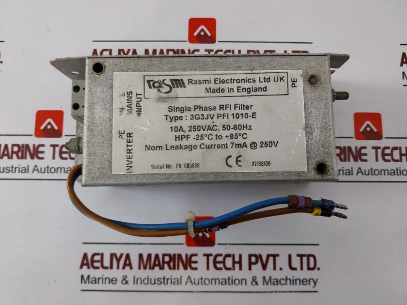 Rasmi Electronics 3G3Jv Pfi 1010-e Single Phase Rfi Filter 250Vac 10A 50-60Hz