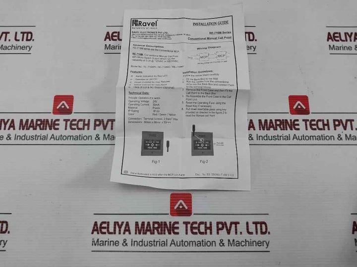 Ravel Re-716Mr Conventional Manual Call Point 24V 30Ma Ip-50