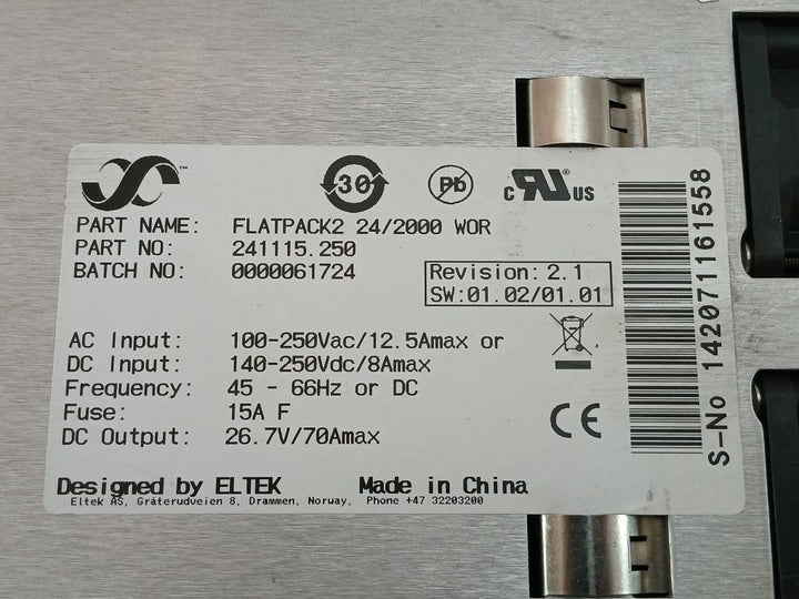 Rectifier Module Flatpack2 24/2000 Wor Eltek 26.7V/70A Max 241115.250