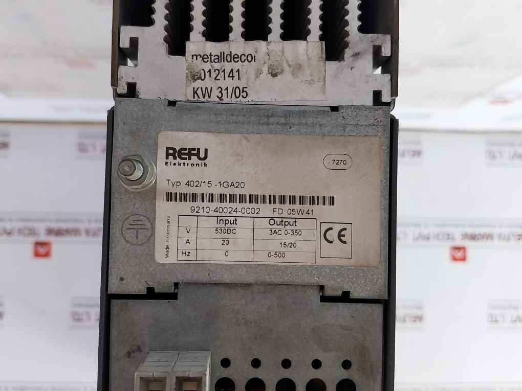 Refu Elektronik 402/15-1Ga20 Power Conversion Module Ea Bf-11043 Rev. C 530Vdc