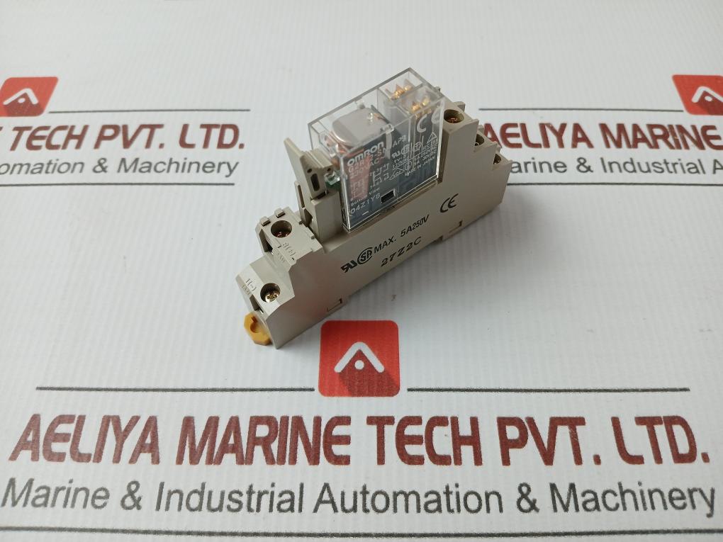 Lot Of 2X Din-rail Mount Relay With Socket 5A 250Vac Omron G2R-2-sn-ap3