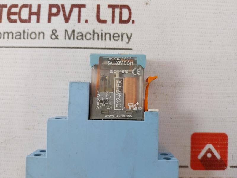 Releco C12-a21Fx Power Relay With Socket Base 5A 250V Ac1 Dc 24V
