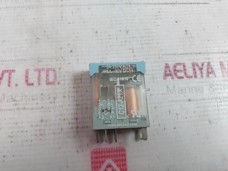 Releco C12-a21X Control Relay With Socket 110Vac 5A 250V Ac1 Sl0018253