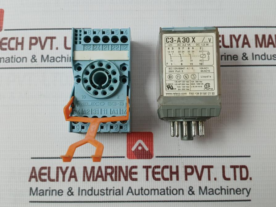 Releco C3-a30X Power Relay With Socket S3-b Ac230V 10A 120Vac 6A 250Vac 1200Va