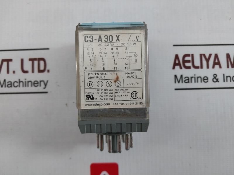 Releco C3-a30X/…V Power Relay With Socket Dc24V 10A Ac1 10A 300Vac E92191 S3-b
