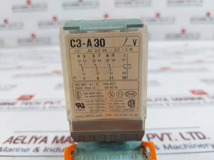 Releco Mr-c C3-a30 3 Poll Relay With Socket E92191 10A Ac230V~ 1,3W