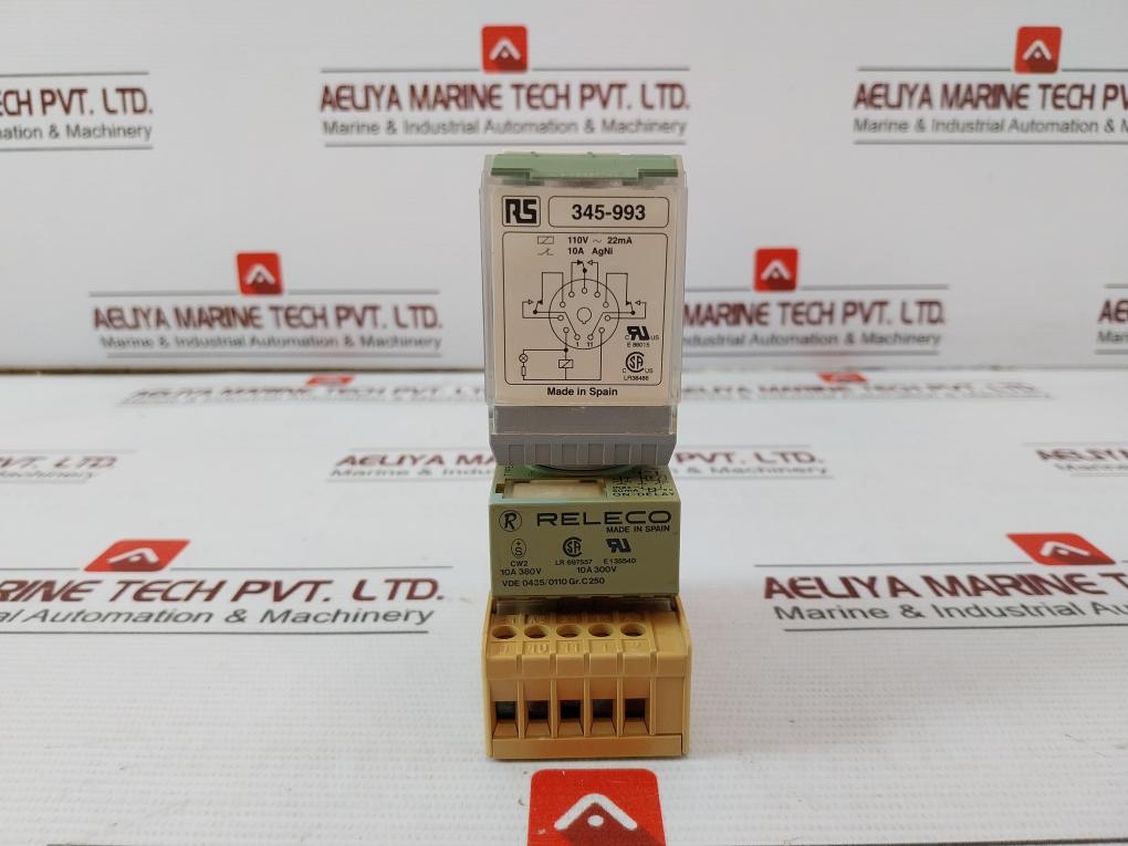 Releco Rs 345-993 Plug In Power Relay With Socket 10A/250V Ac Vde 0435/0110